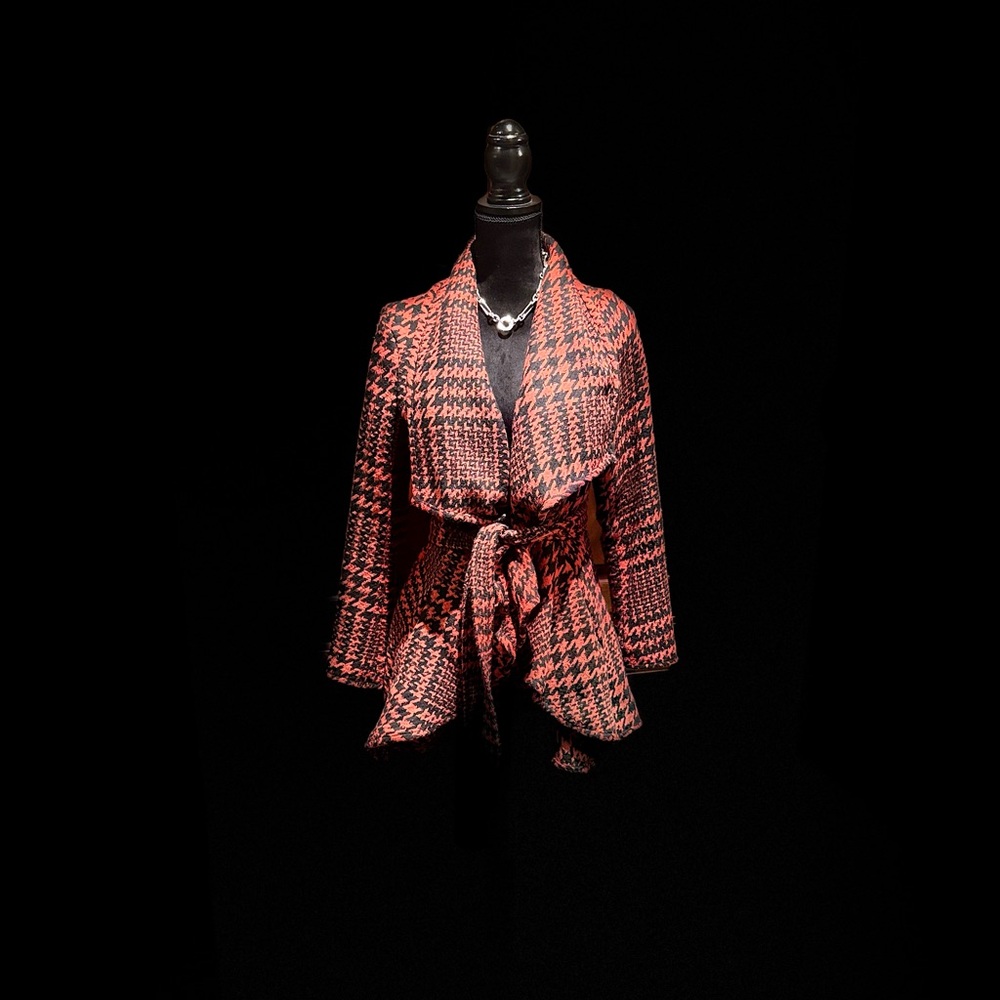 FAVLUX Red and Black Houndstooth Blazer